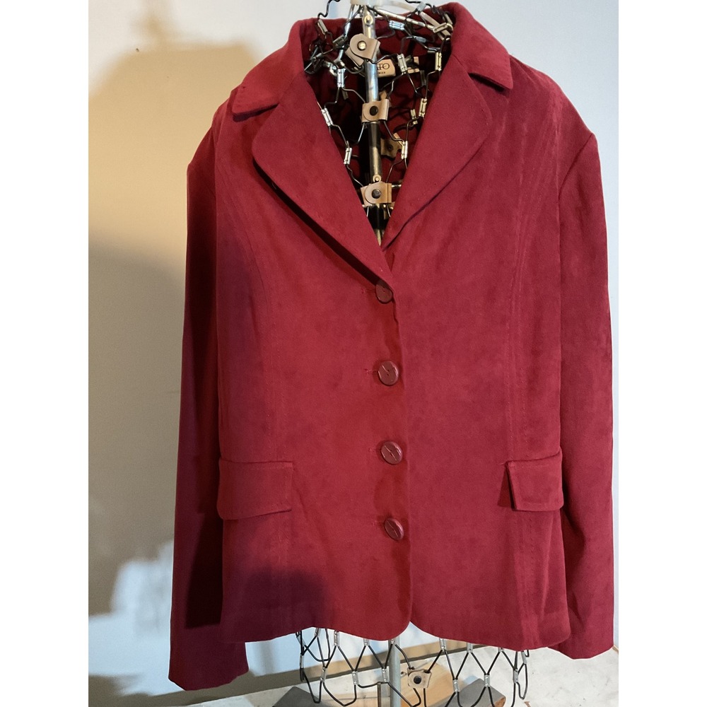Cato Woman Burgundy Red Faux Suede Blazer Jacket Plus Size 18W Professional